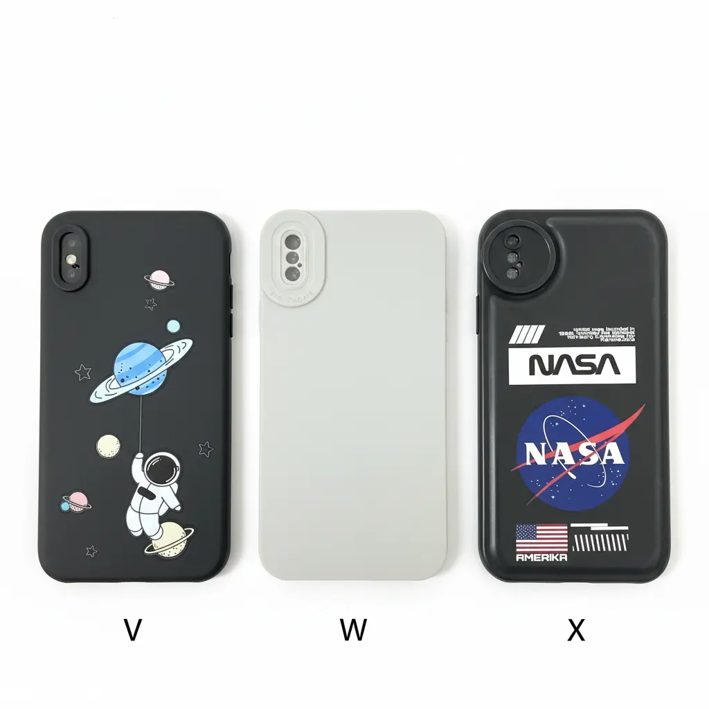 Forro iPhone X-Xs de Silicone Diseños Varios V W X.webp