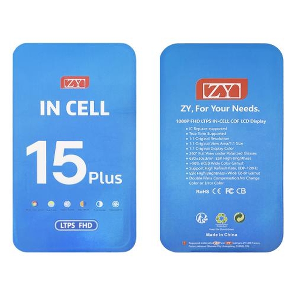 [pi015] Pantalla INCELL iPhone 15 Plus Marca ZY