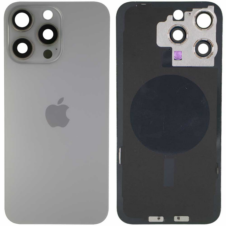 Tapa con Ganchos y Lentes iPhone 15 Pro Col Titanio Natural