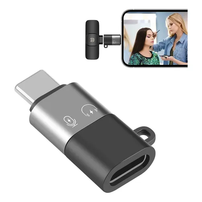[cab011] Adaptador USB Tipo C Hembra a Lightning Macho Mic-Aud-Carga