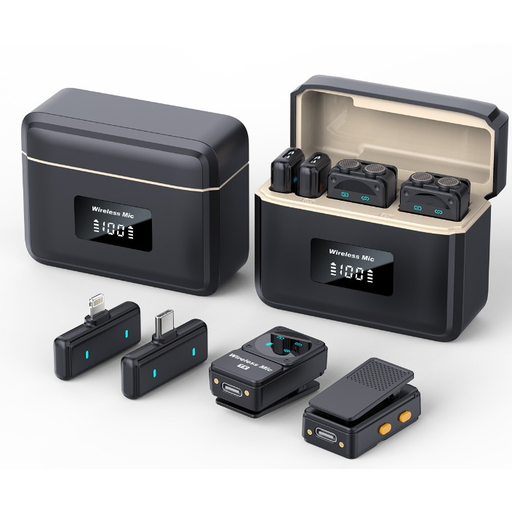 [av011] Microfono Q12 Pro Est. Cargador Lightning y tipo C separados