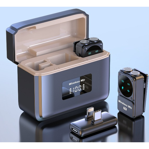 [av012] Microfono Q12 Pro Estuche Cargador Lightning y tipo C juntos