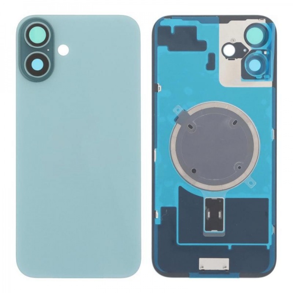 Tapa con Ganchos y Lentes iPhone 16 Plus Col Verde Azulado