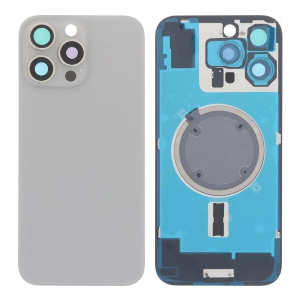 [itg043] Tapa con Ganchos y Lentes iPhone 16 Pro Col Titanio Natural