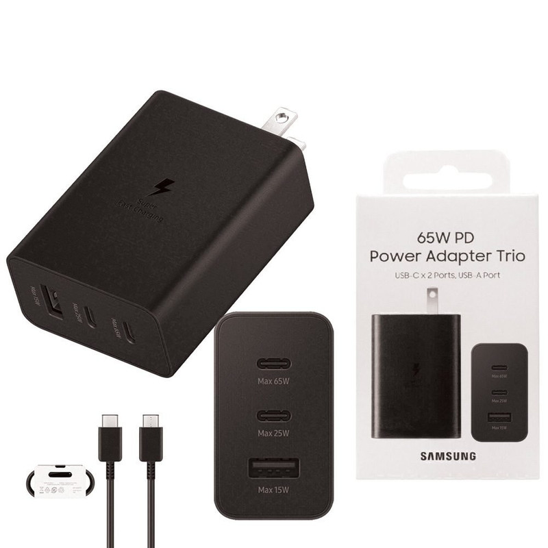 Cargador Samsung Trio USB-C (65W-25W) USB-A (15W)