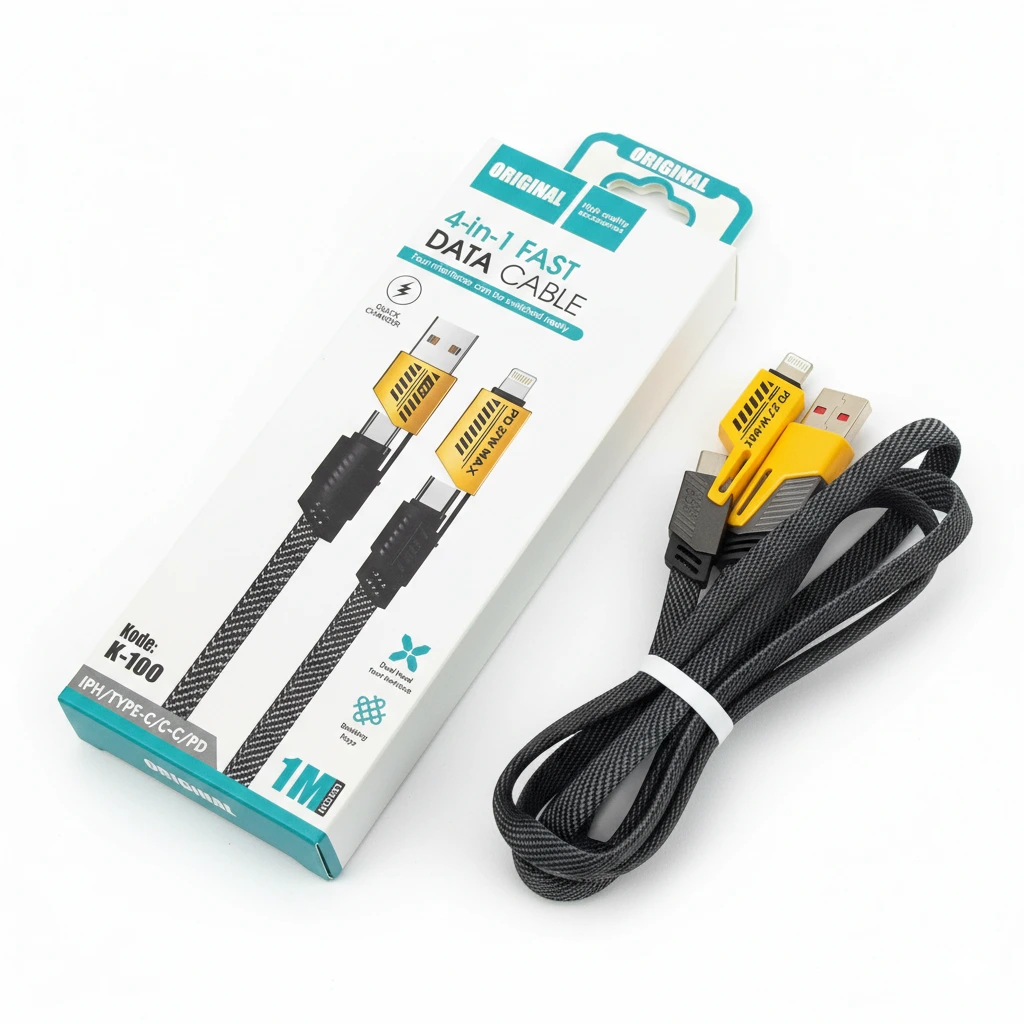 [cab013] Cable K-100 multipuntas Tipo A-C / Tipo C-Iph 1m 65W en Caja