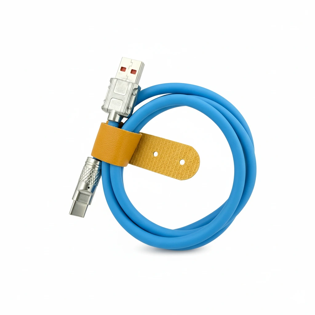 [cab018] Cable Tipo A - Tipo C Macaroon de Silicone Azul