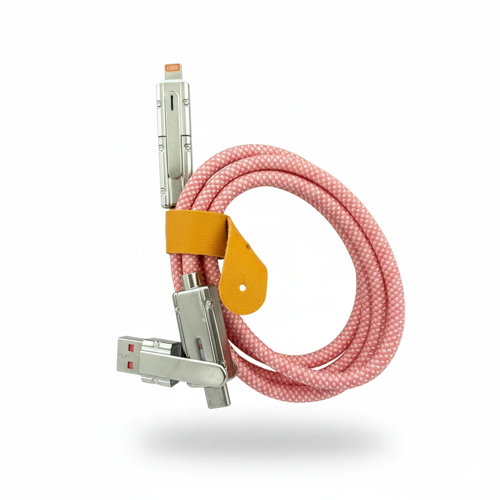 [cab014] Cable Macaroon multipuntas Nylon Tipo A-C / Tipo C-Iph 1m