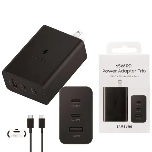 [car010] Cargador Samsung Trio USB-C (65W-25W) USB-A (15W)