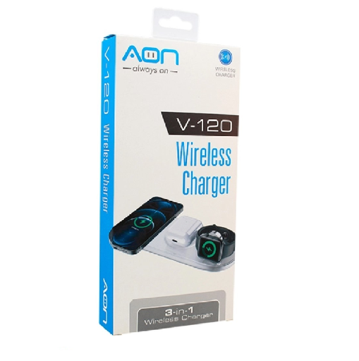 [car001] Cargador Inalambrico Aon 3 En 1 Multidevice V120